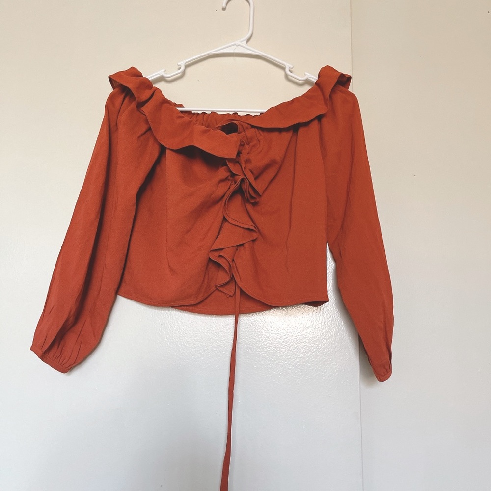 Off-shoulder Orange Crop Top